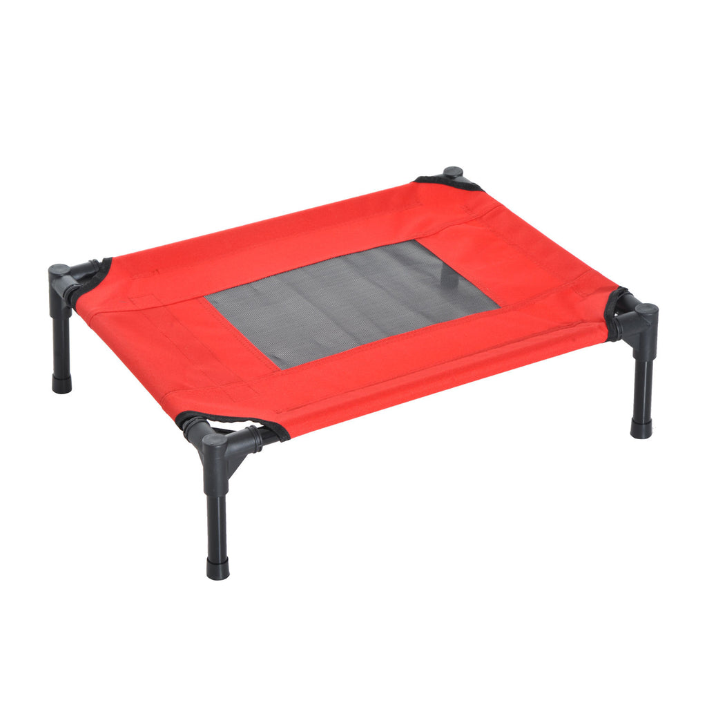 Cama para Animais de Estimação Cama Elevada para Cães Gatos Portátil Tecido Transpirável para Exterior Interior 64x46x18cm Vermelho — foto 1