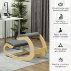Cadeira Ergonómica de Joelhos com Almofadas Acolchoadas Estrutura de Madeira para Melhor Postura Escritório 55x85x55 cm Cinzento — foto 5