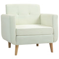 Poltrona Sala de Estar Moderna Poltrona Dormitório com Apoio para os Braços e Pés de Madeira Sofá Individual para Escritório Carga 125 kg 78x70x75 cm Creme — foto 1