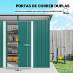 Abrigo de Jardim 4,5 m² 260x194x200 cm Abrigo Exterior Metálico com Painéis Frontais Transparentes e 2 Portas Deslizantes para Armazenamento de Ferramentas Verde — foto 5