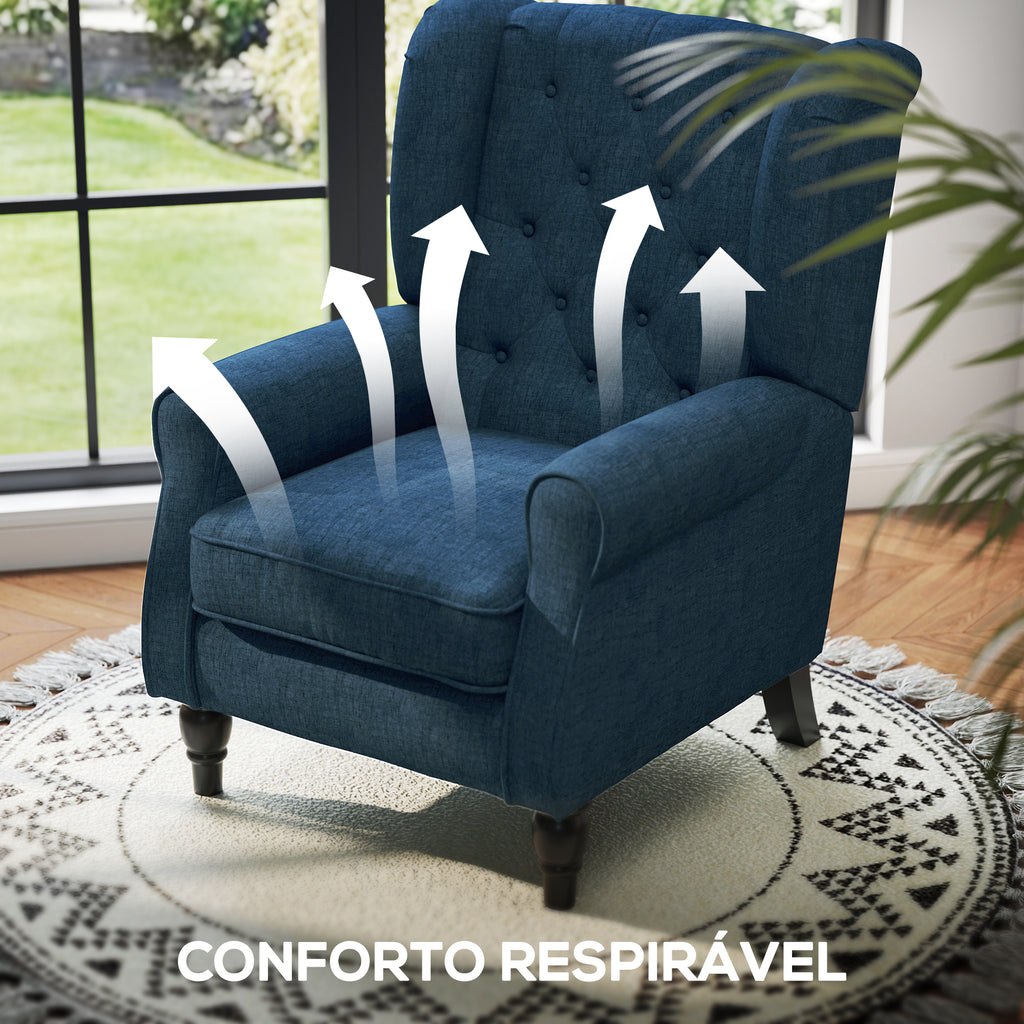 Poltrona de Sala de Estar Poltrona Moderna para Dormitório com Pés de Madeira Poltrona Individual Carga 160 kg para Escritório 74x86x102 cm Azul — foto 6