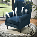 Poltrona de Sala de Estar Poltrona Moderna para Dormitório com Pés de Madeira Poltrona Individual Carga 160 kg para Escritório 74x86x102 cm Azul — foto 6