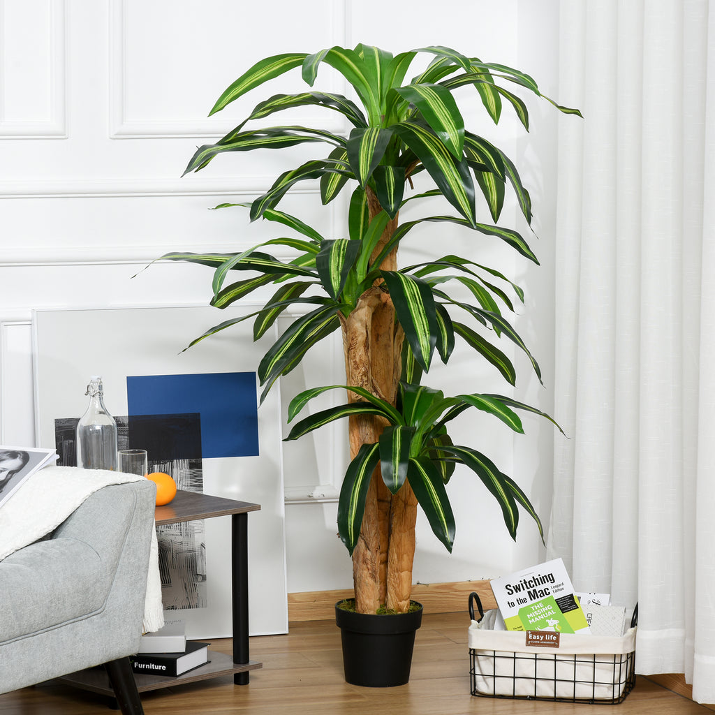 Planta Artificial Decorativa Dracaena com Pote Árvore Sintética 66 Folhas para Jardim Varanda Escritório Sala Ø20x160 cm Verde — foto 2