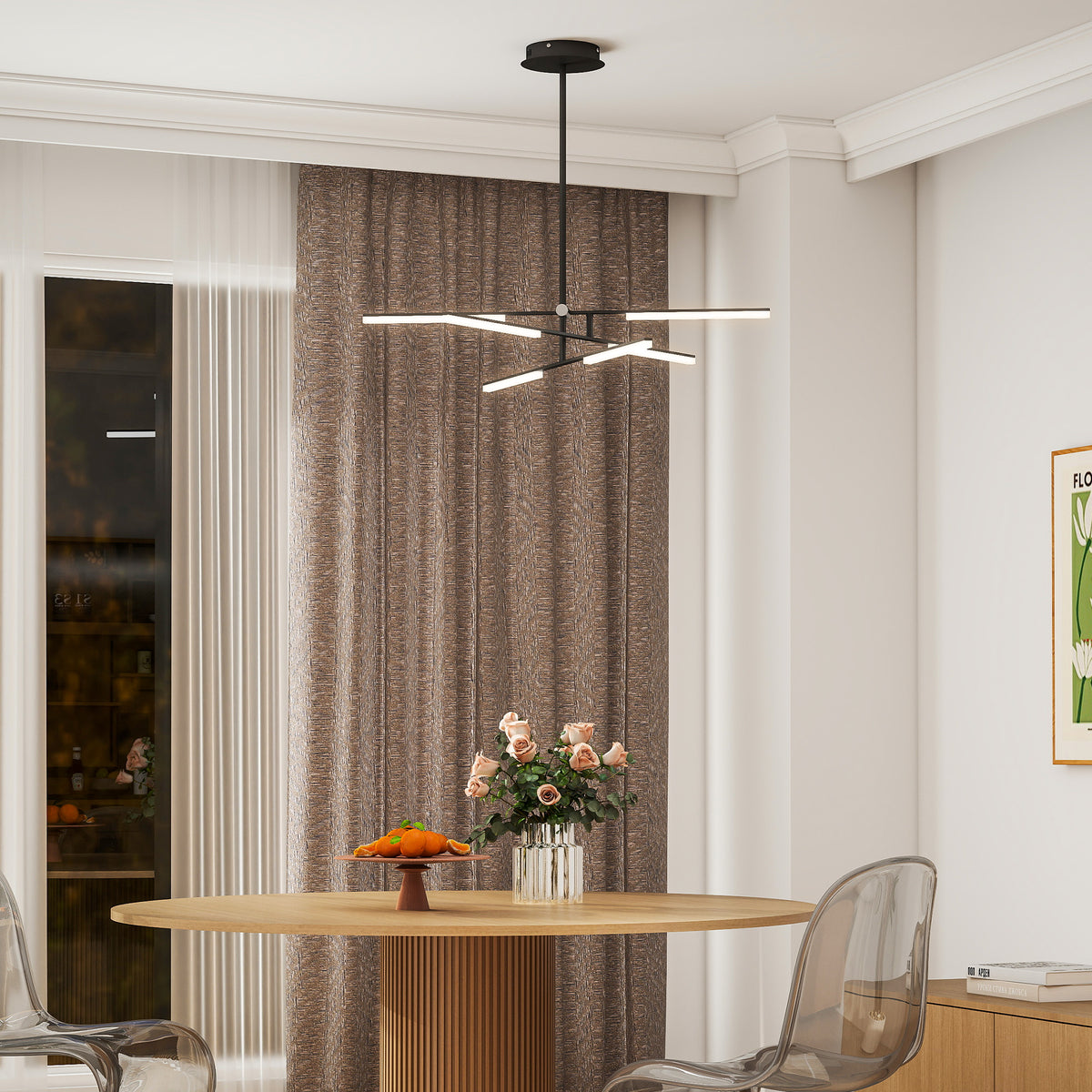 Candeeiro Suspenso Moderno Candeeiro de Teto LED com Ângulo de Luz Ajustável Pantalla de Acrílico Iluminação para Quarto Sala de Jantar Cozinha, Sala Restaurante Ø100x79 cm Preto — foto 2