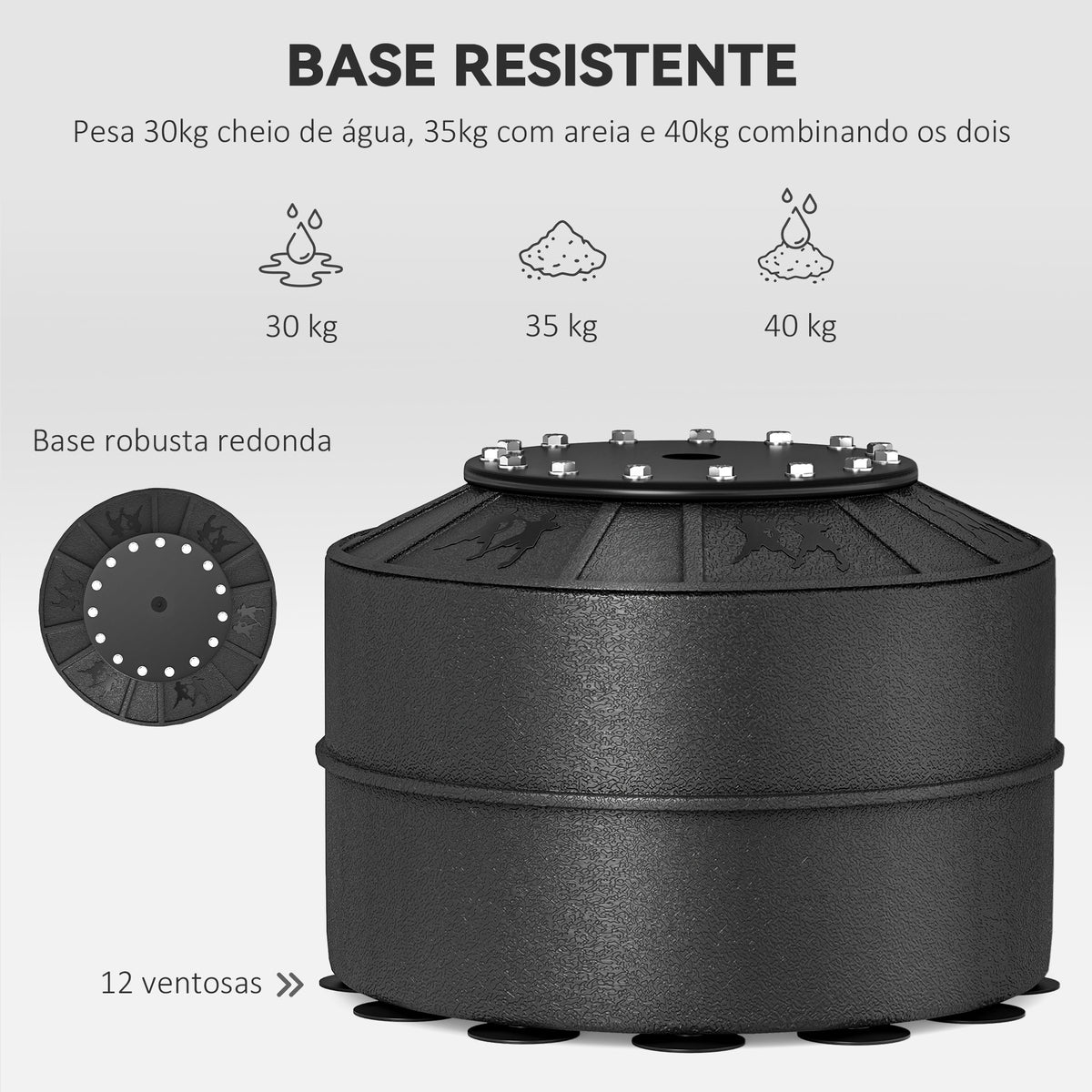 Punching Ball de Boxe com Altura Ajustável com Barra Giratória 360° e Base Preenchida Punching Ball para Boxe 88x48x155-205 cm Preto — foto 6