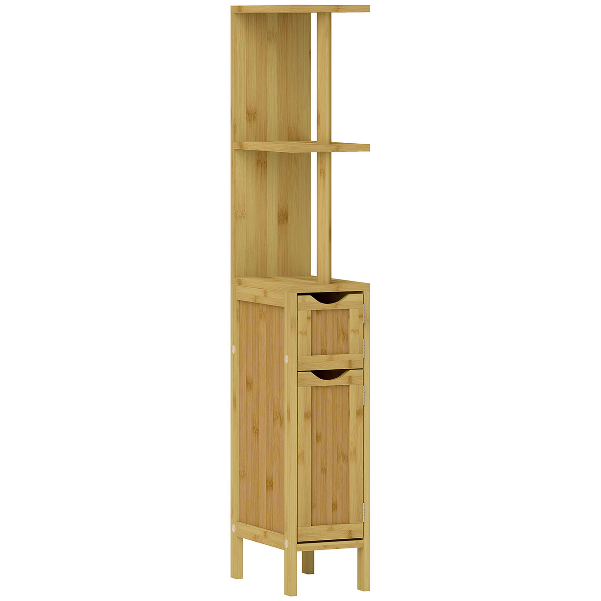 Coluna Casa de Banho Móvel Casa de Banho com Portas e Prateleiras Abertas Armário Casa de Banho Moderno 18x30x120 cm Madeira — foto 1