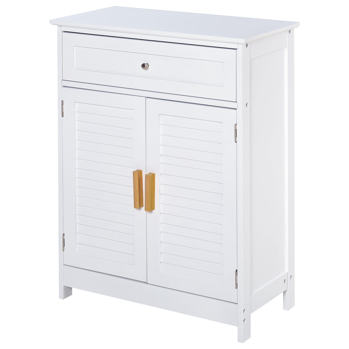 Armário de banheiro auxiliar Mobiliário Organizador Multifuncional com gaveta Prateleira Ajustável Interna Estilo elegante 59x29x80 cm Branco — foto 1