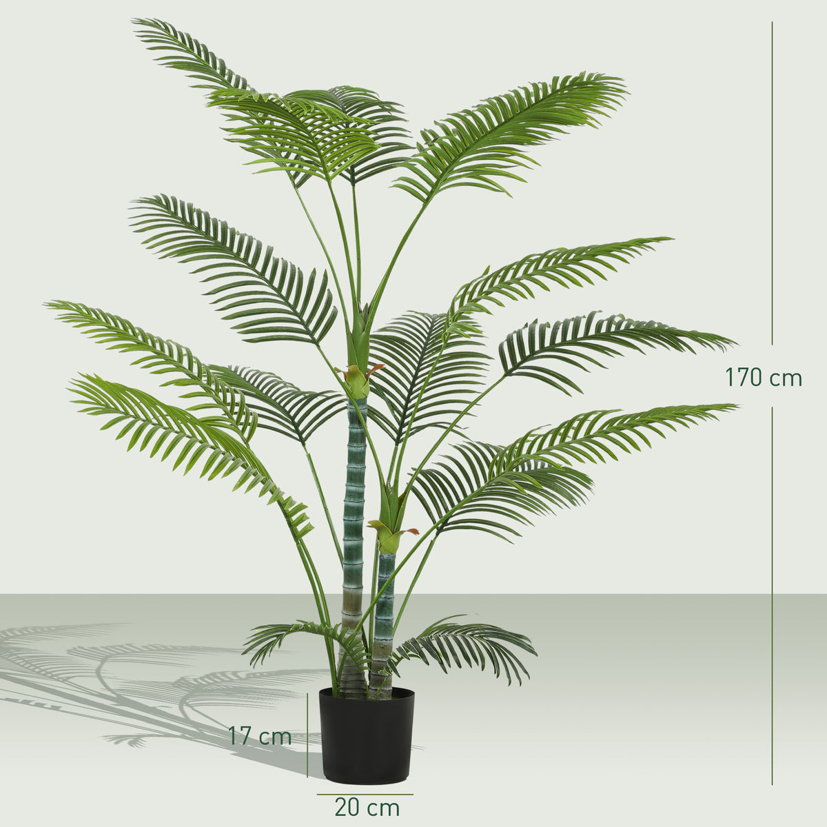 Planta Artificial Decorativa 170 cm Palmeira Artificial com Vaso e Folhas para Interior Casa Sala Escritório Verde — foto 3