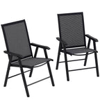 Conjunto de 2 Cadeiras Dobráveis para Exterior com Apoio para o Braço Cadeiras para Jardim com Textilene e Metal Carga 110 kg 58x64x94 cm Cinza Escuro — foto 1