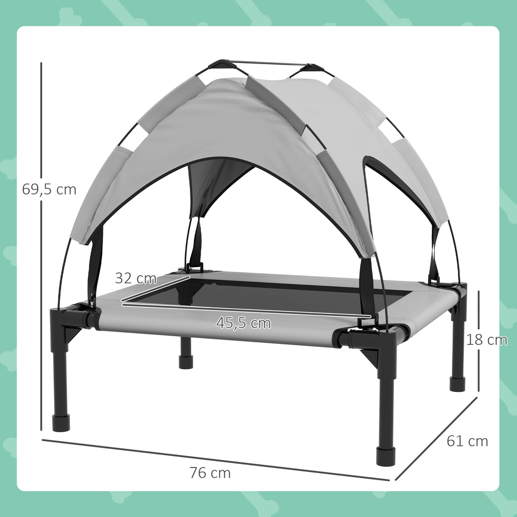 awHut Cama para Cães Elevada com Toldo Cama para Cães Médios com Estrutura de Aço e Bolsa de Transporte para Interior e Exterior 76x61x69,5 cm Cinzento Claro — foto 3