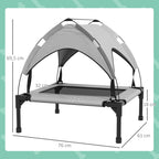 awHut Cama para Cães Elevada com Toldo Cama para Cães Médios com Estrutura de Aço e Bolsa de Transporte para Interior e Exterior 76x61x69,5 cm Cinzento Claro — foto 3