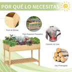 Horta Vertical de Madeira 120x60x81cm Floreira Elevada para Cultivo de Plantas Flores com Prateleira Inferior para Jardim Terraço Exterior — foto 7