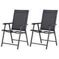 Conjunto de 2 Cadeiras Dobráveis para Exterior com Apoio para o Braço Cadeiras para Jardim com Textilene e Metal Carga 110 kg 58x64x94 cm Preto — foto 1