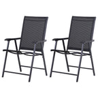Conjunto de 2 Cadeiras Dobráveis para Exterior com Apoio para o Braço Cadeiras para Jardim com Textilene e Metal Carga 110 kg 58x64x94 cm Preto — foto 1