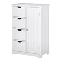 Armário Casa de Banho de Madeira Móvel Auxiliar Organizador Moderno de Madeira com 1 Armário e Gavetas 56x30x83 cm Branco — foto 1
