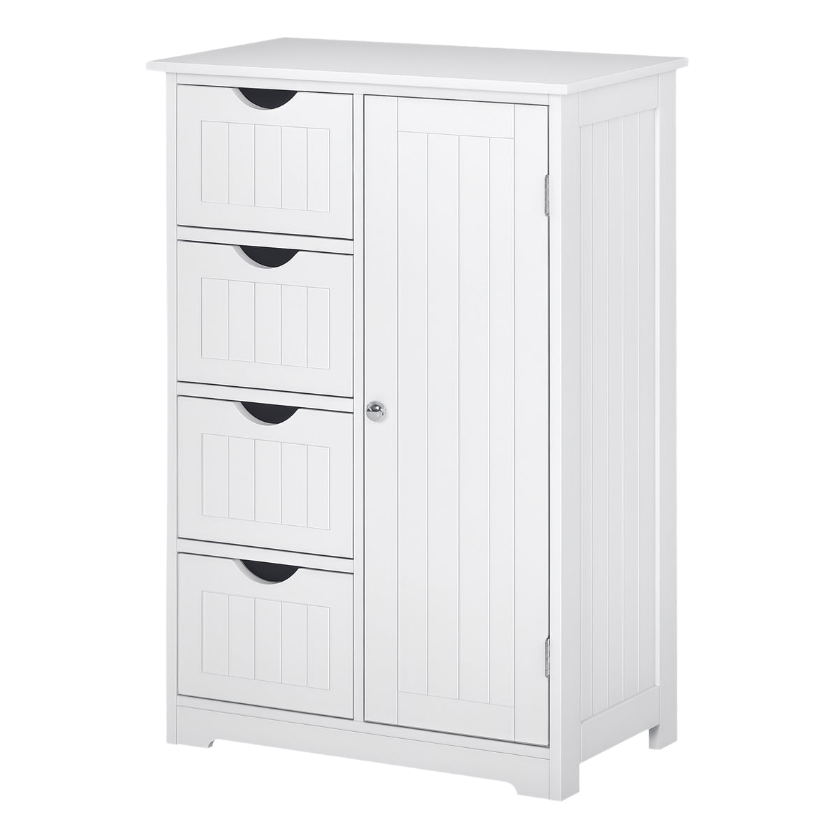 Armário Casa de Banho de Madeira Móvel Auxiliar Organizador Moderno de Madeira com 1 Armário e Gavetas 56x30x83 cm Branco — foto 1