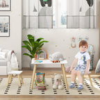 Conjunto de Mesa Infantil e 2 Cadeiras Mesa Infantil com Costas de Cadeiras com Orelhas de Coelho Mesa Infantil para Quarto de Bebé Sala de Jogos Branca — foto 2