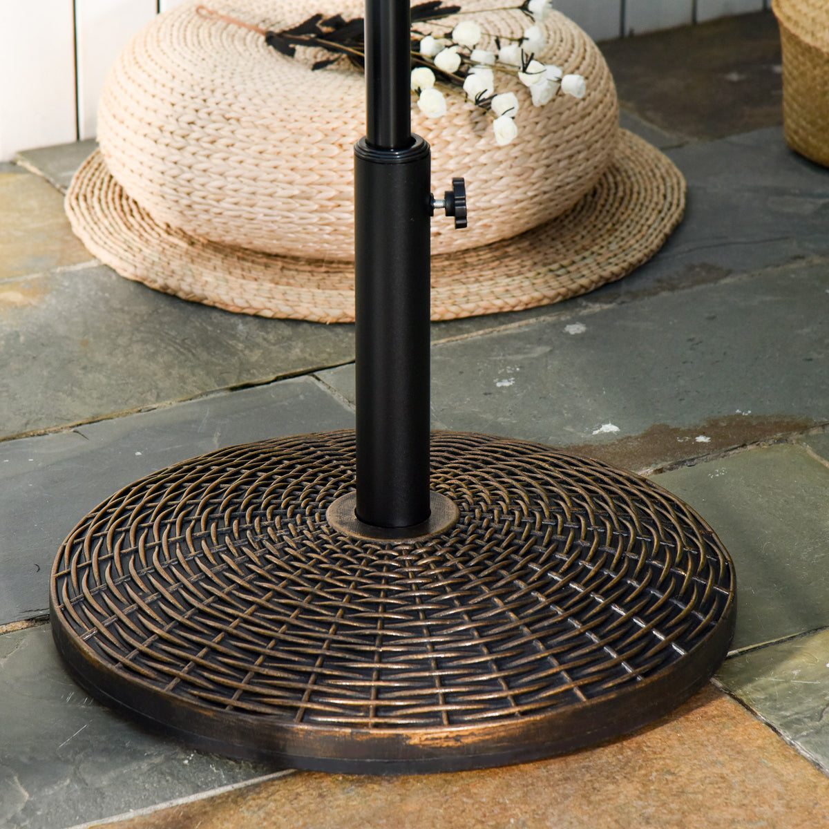 Base para Chapéu de Sol Peso 25 kg Base para Chapéu de Sol de Cimento para Mastros de 35 mm 38mm e 48 mm para Varanda Pátio Exterior Ø53x40 cm Preto e Bronze — foto 2