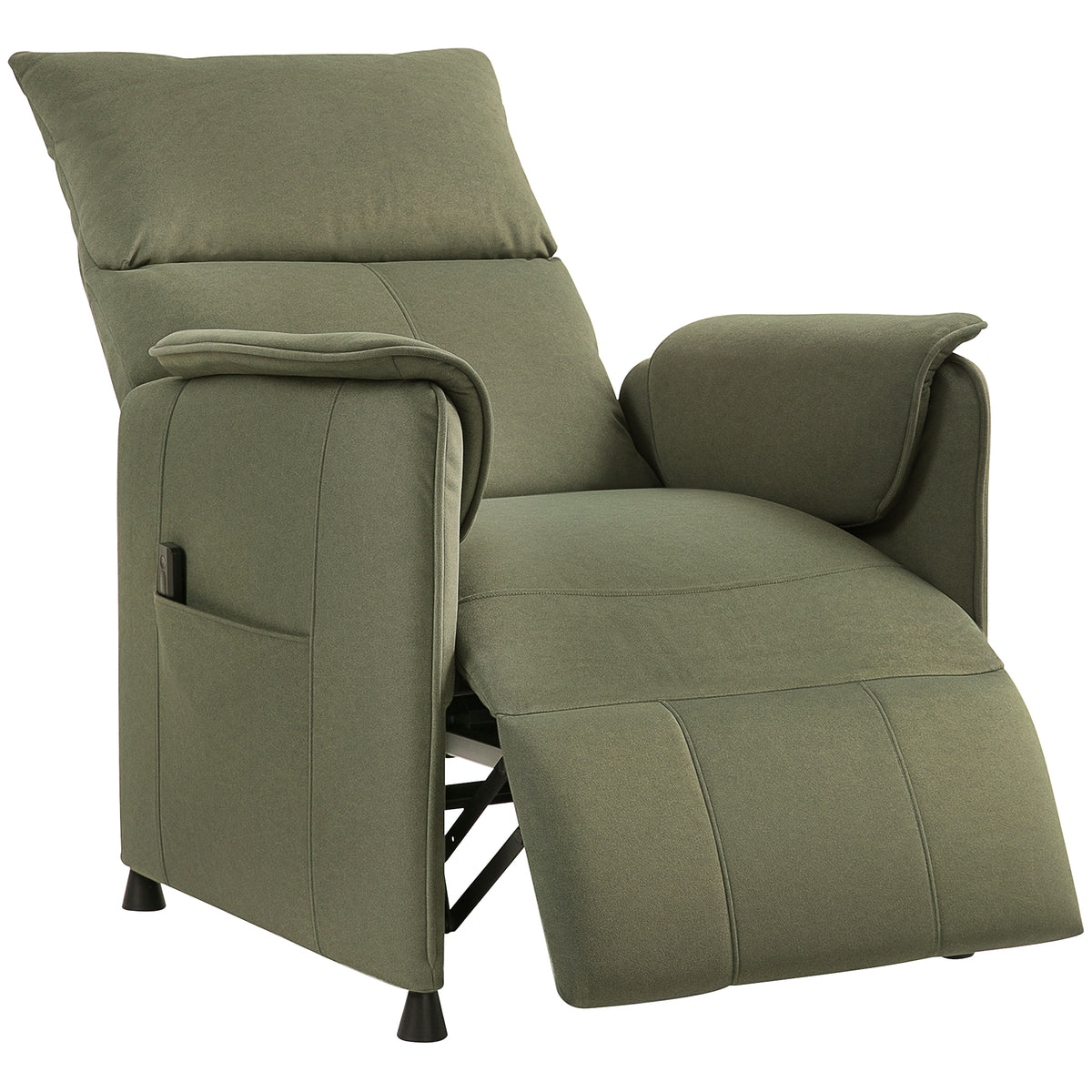 Poltrona Relax Reclinável Elétrica Poltrona Reclinável Silenciosa com Função Memória Apoio para Pés Controlo Remoto e Bolsos Laterais para Dormitório Sala de Estar 80x83x104 cm Verde Escuro — foto 1