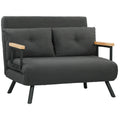Sofá Cama Sofá Convertível em Cama de 2 Lugares Dobrável com Encosto Ajustável em 5 Níveis e 2 Almofadas Acolchoadas para Escritório Dormitório Sala de Estar 102x73x81 cm Cinza - Modelo 2 — foto 1