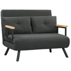 Sofá Cama Sofá Convertível em Cama de 2 Lugares Dobrável com Encosto Ajustável em 5 Níveis e 2 Almofadas Acolchoadas para Escritório Dormitório Sala de Estar 102x73x81 cm Cinza - Modelo 2 — foto 1