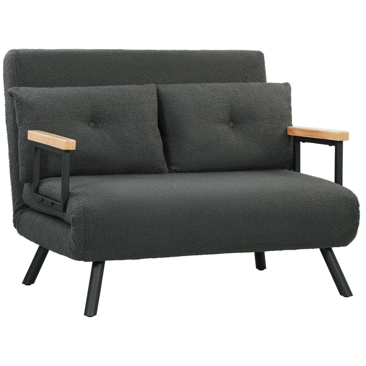 Sofá Cama Sofá Convertível em Cama de 2 Lugares Dobrável com Encosto Ajustável em 5 Níveis e 2 Almofadas Acolchoadas para Escritório Dormitório Sala de Estar 102x73x81 cm Cinza - Modelo 2 — foto 1