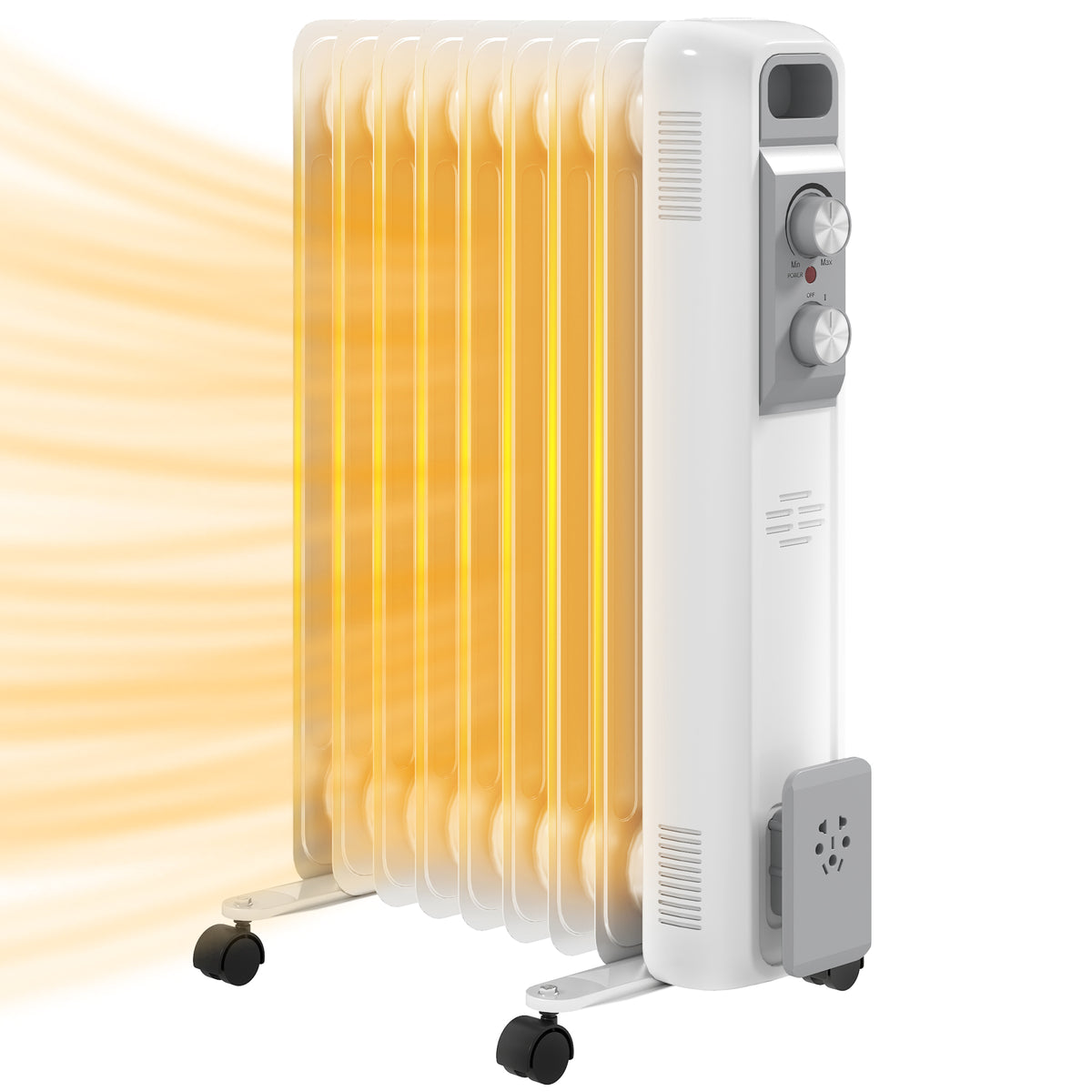 Aquecedor a Óleo Silencioso de 9 elementos 2000W Aquecedor a Óleo de Baixo Consumo com Temperatura Ajustável Proteção conta Sobrequecimento 3 Ajustes de Aquecimento para 25 m² Branco — foto 1