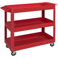 Carrinho de Ferramentas com Rodas Carro de Ferramentas de Oficina de Aço com 3 Prateleiras de Armazenamento e Alça Lateral para Garagem Oficina Carga Máxima 150kg 83x35,3x76 cm Vermelho — foto 1