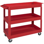 Carrinho de Ferramentas com Rodas Carro de Ferramentas de Oficina de Aço com 3 Prateleiras de Armazenamento e Alça Lateral para Garagem Oficina Carga Máxima 150kg 83x35,3x76 cm Vermelho — foto 1