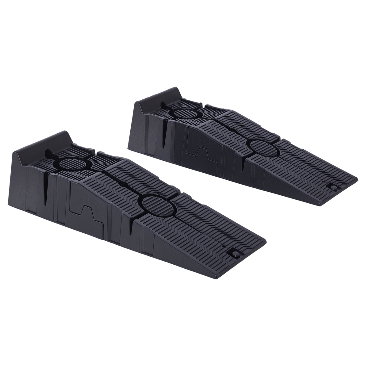 Conjunto de 2 Rampas para Carro em Plástico Portáteis Carga até 2,5 Toneladas para Carros Estándares SUVs, Furgões Pequenos 91x30x21 cm, Preto — foto 1