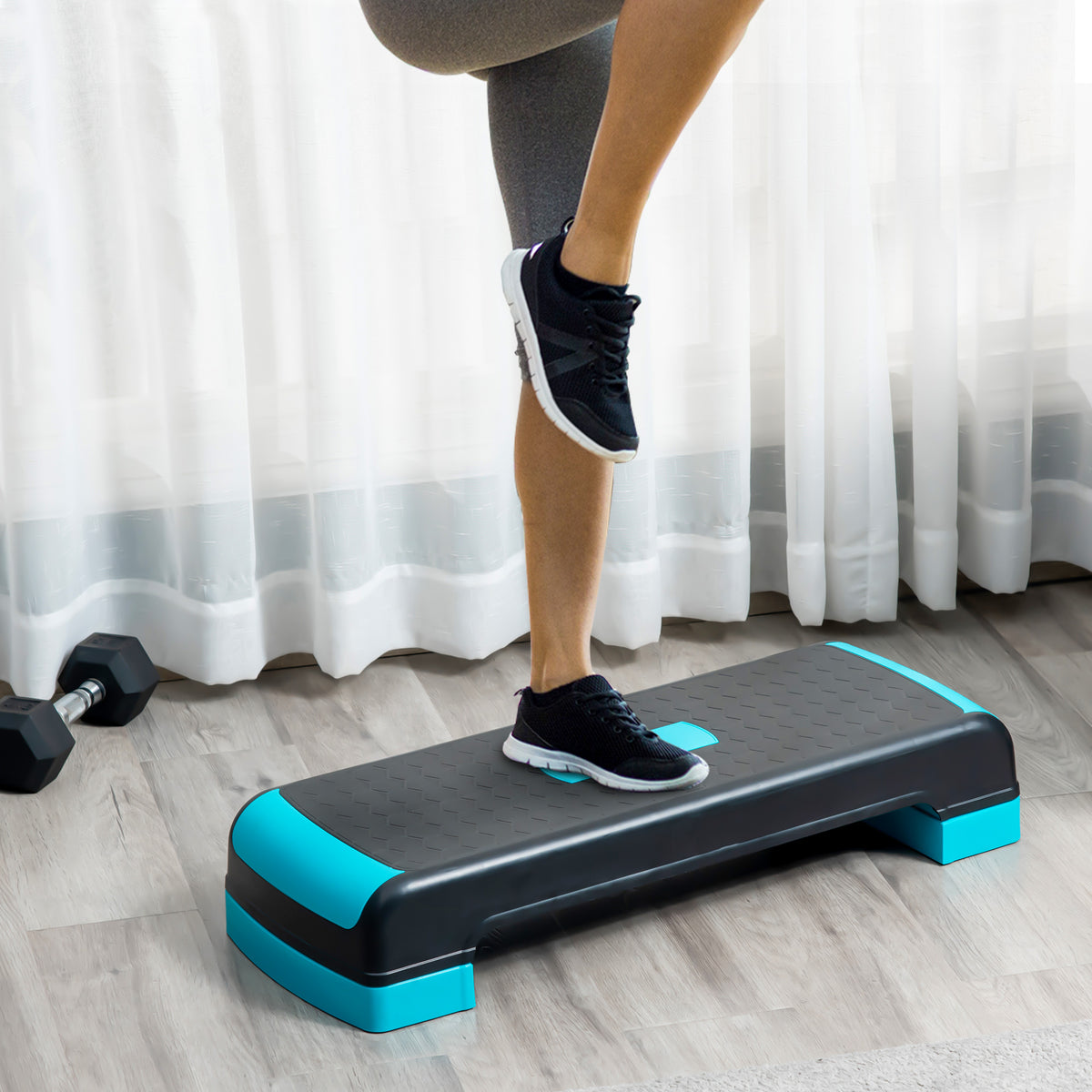 Plataforma Step Fitness Step de Aeróbico com Altura Ajustável de 10/15/20 cm Plataforma de Exercício em Casa Ginásio Oficina Carga 150kg 78x28x20 cm Azul e Preto — foto 2