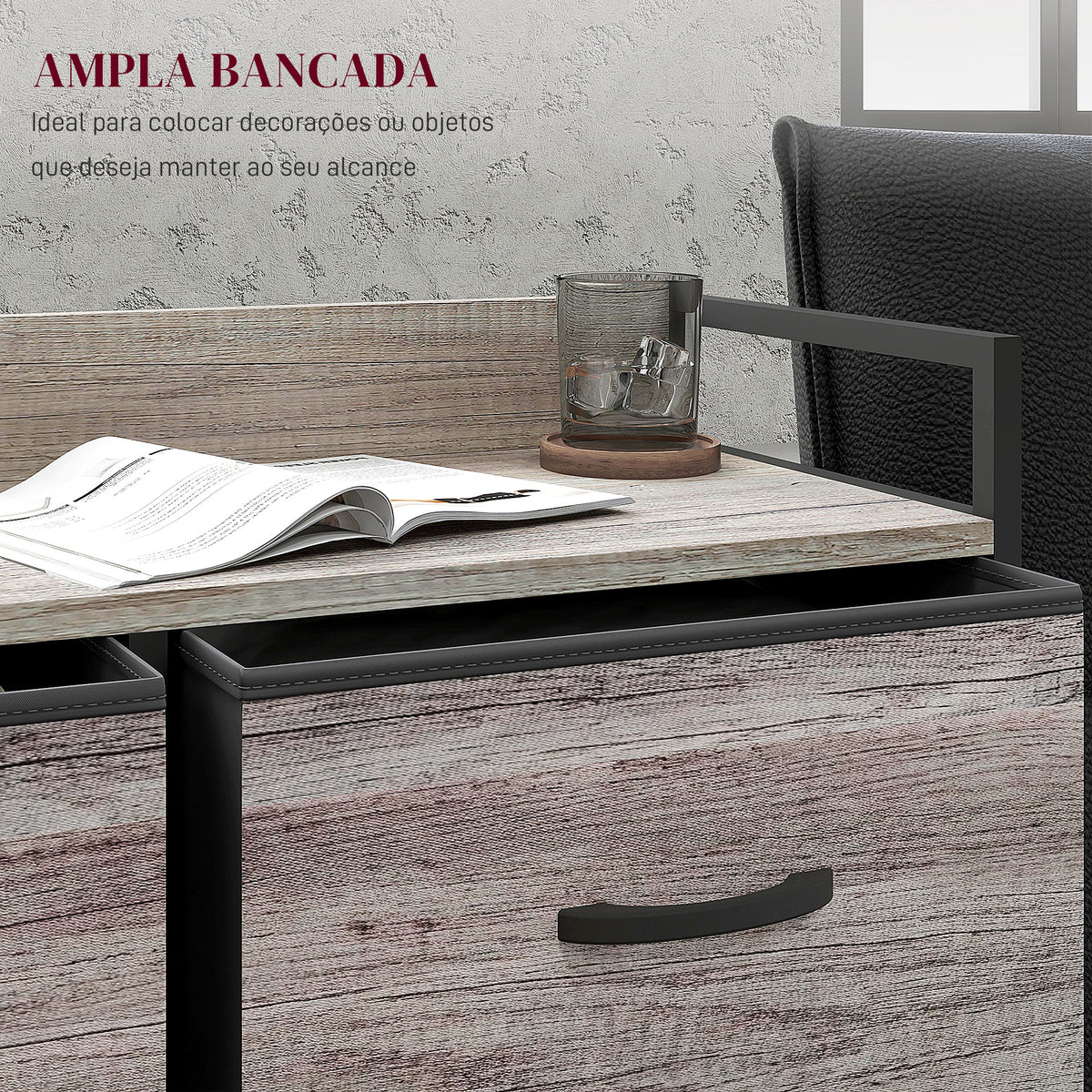 Cómoda com 6 Gavetas Dobráveis Cómoda de Tecido com Estrutura de Aço Estilo Industrial Cómoda para Quarto Corredor 79x29x85 cm Cinzento — foto 5
