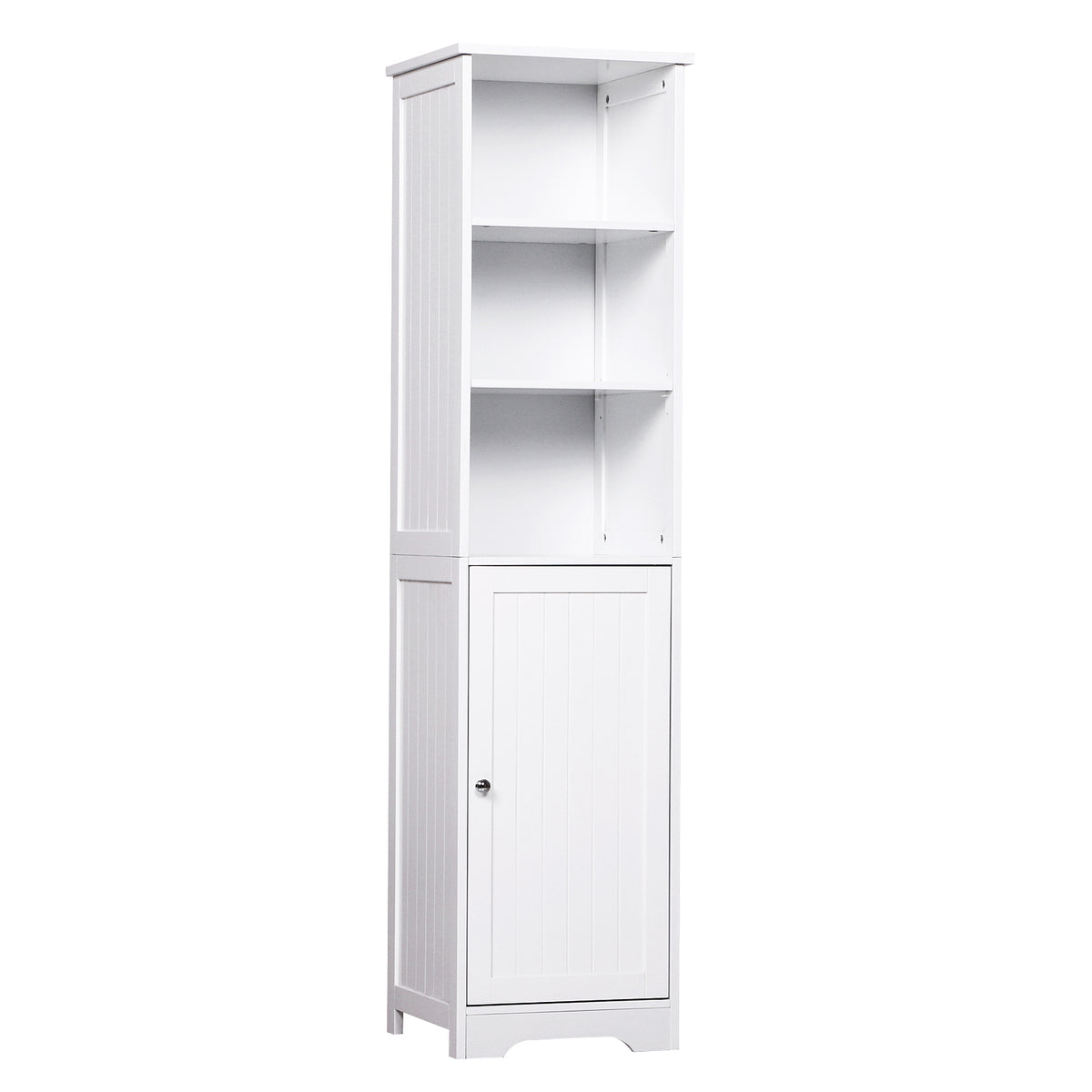 Armário de banheiro branco 5 níveis Prateleiras Coluna do banheiro com 3 prateleiras 1 porta de MDF e resistente à água 40x38x160cm — foto 1