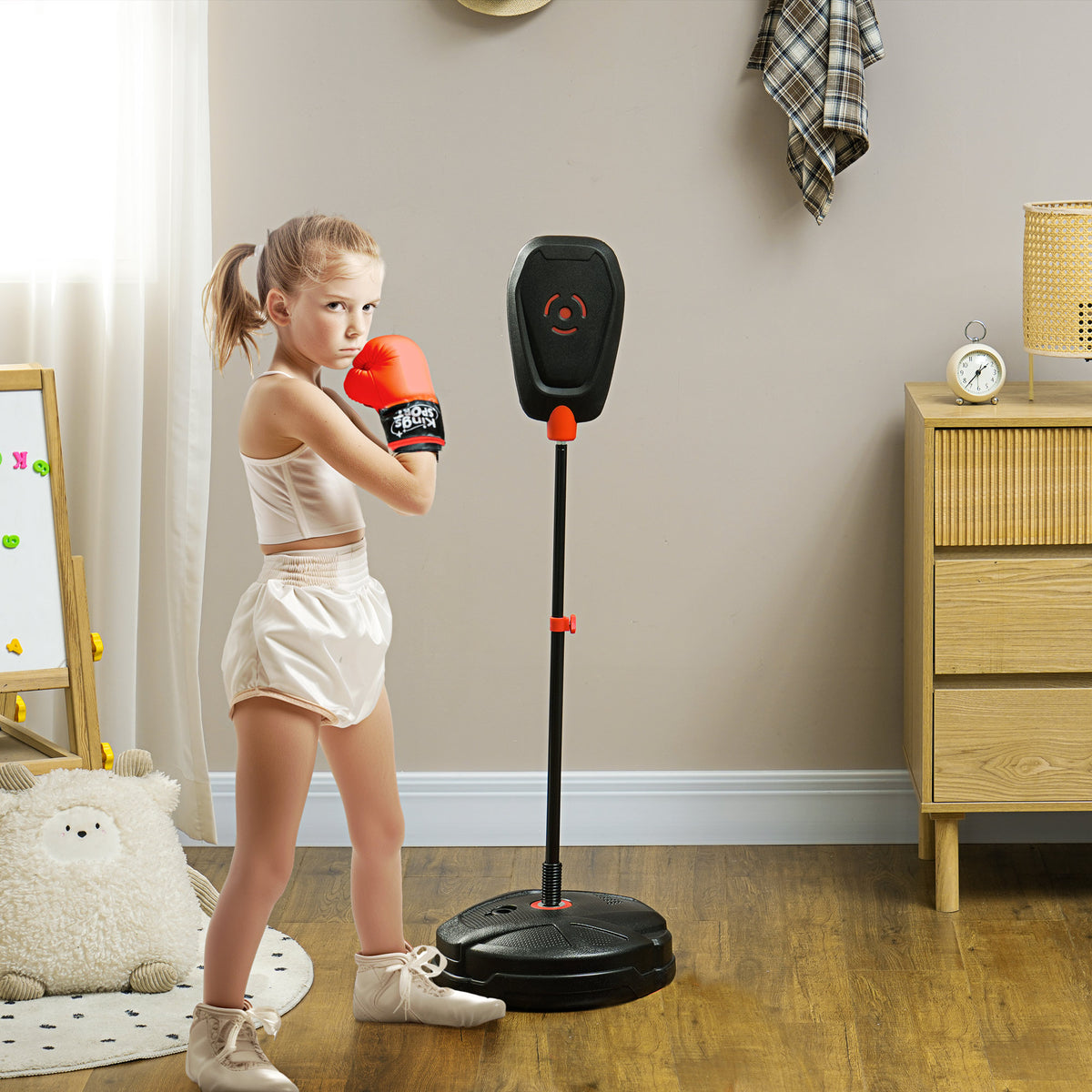 Punching Ball para Crianças acima de 5 anos Kit de Boxe para Crianças com Luvas de Boxe Altura Ajustável 88-124 cm e Base Preenchível Preto — foto 2