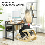 Cadeira Ergonómica de Joelhos com Almofadas Acolchoadas Estrutura de Madeira para Melhor Postura Escritório 55x85x55 cm Creme — foto 4
