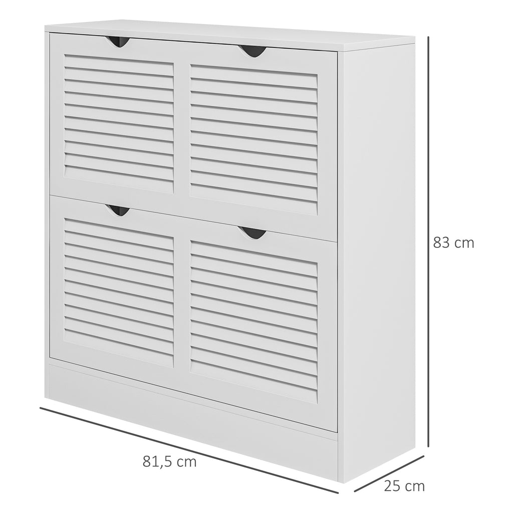 Sapateira Moderna Sapateira Entrada com 2 Gavetas Rebatíveis e Prateleias Ajustáveis para 16 Pares de Sapatos Sapateira Compacta para Corredor 81,5x25x83 cm Branco — foto 3