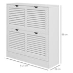 Sapateira Moderna Sapateira Entrada com 2 Gavetas Rebatíveis e Prateleias Ajustáveis para 16 Pares de Sapatos Sapateira Compacta para Corredor 81,5x25x83 cm Branco — foto 3