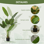 Planta Artificial Decorativa 160 cm Bananeira Artificial com Vaso e Folhas para Interior Casa Sala de Estar Escritório Verde — foto 4