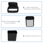 Balde de Lixo Automático 20L Balde de Lixo de Cozinha de Aço Inoxidável com Sensor Infravermelho Abertura Automática Cubo Amovível e Alça 33x25x42,5 cm Prata e Preto — foto 4
