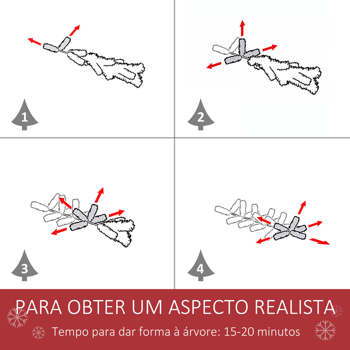 Árvore de Natal Artificial 120cm com 239 Ramas 27 Pinhas e 27 Frutinhas Folhas de PVC PE Base Dobrável e Suporte Metálico Decoração de Natal para Interiores Verde — foto 5