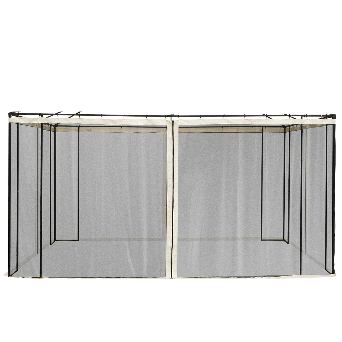 4 Painéis Laterais 352x207 cm para Tenda de Jardim Mosquiteira para Gazebo Gazebo com Zíperes e Anéis Preto — foto 1