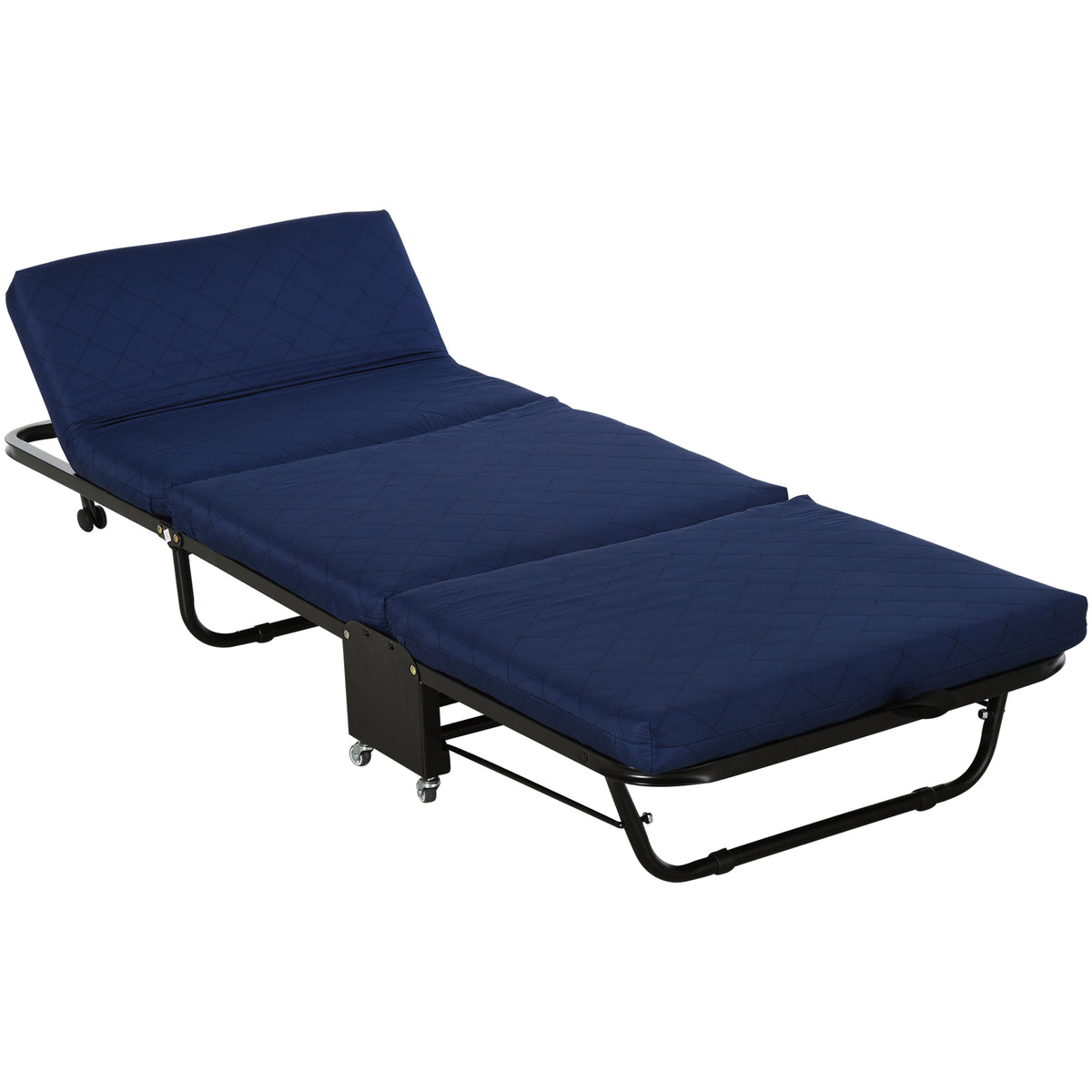 Cama Dobrável 184x65 cm Cama Dobrável Ajustável em 5 Níveis Rodas Universáis e Estrutura de Metal Carga Máxima 120 kg Azul — foto 1
