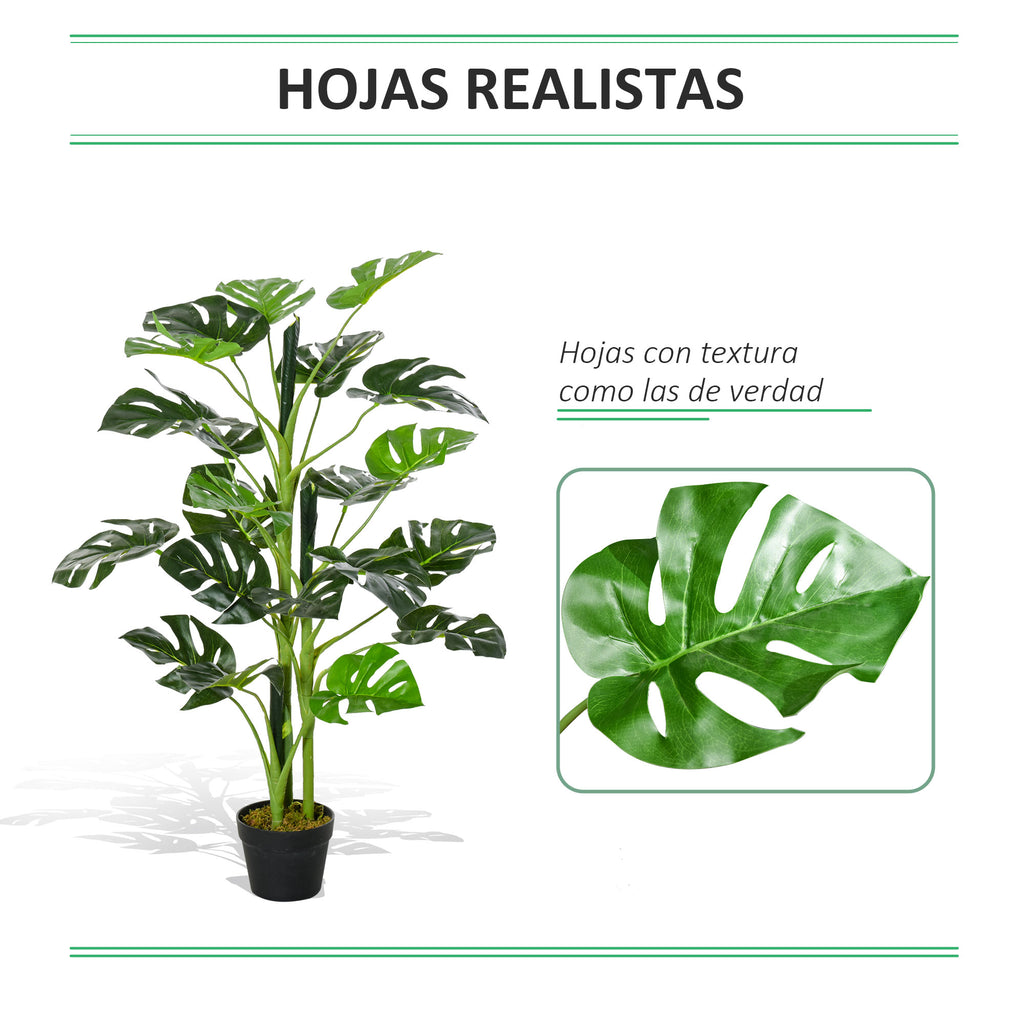Monstera Planta Artificial com Vaso Árvore Tropical Sintética com 21 Folhas Ø16x100 cm Verde — foto 5