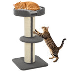 Arranhador para Gatos Altura 91 cm Arranhador para Gatos de 3 Níveis com Ninho Plataforma e Poste de Sisal 45x45x91 cm Cinza — foto 1