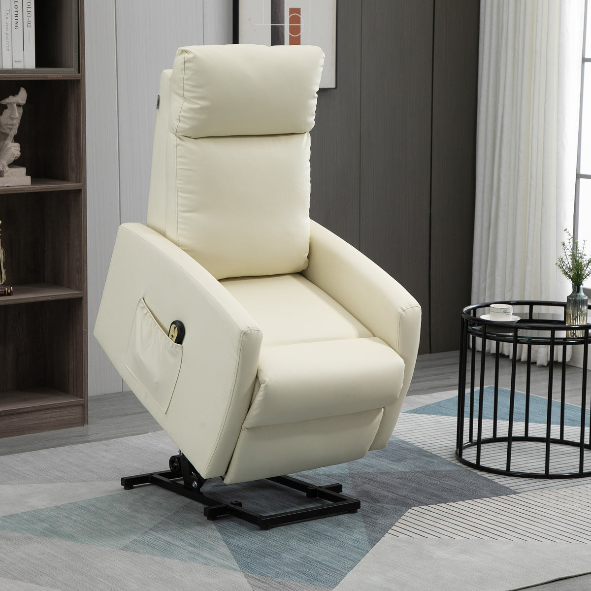Poltrona Relax Levanta Pessoas Poltrona Elétrica Reclinável a 145° com Controlo Remoto Apoio para Pés para Pessoas Idosas 67x95x105 cm Creme — foto 2
