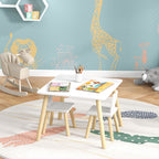 Conjunto de Mesa Infantil e 2 Cadeiras Mesa Infantil com Costas de Cadeiras com Orelhas de Coelho Mesa Infantil para Quarto de Bebé Sala de Jogos Branca — foto 7