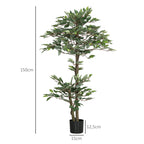 Planta Artificial Ficus 150 cm Planta Artificial com 1008 Folhas Musgo e Vaso Planta Artificial Decorativa para Interior e Exterior Casa Sala de Estar Escritório Verde — foto 3