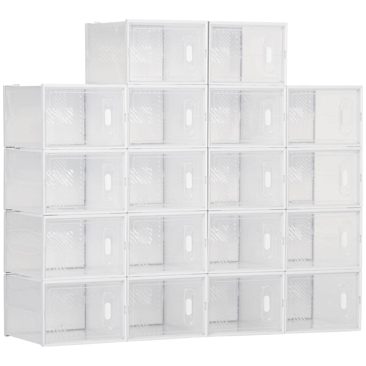 Armário Modular de Plástico Sapateira Modular com 18 Cubos Portas Magnéticas Organizador de Sapatos para Entrada Corredor Dormitório 28x36x21cm Transparente — foto 1