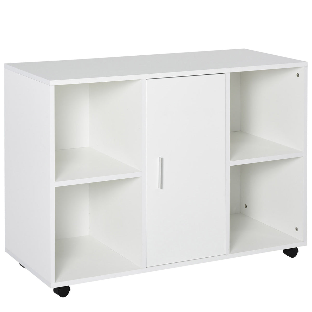 Suporte para impressora com rodízios de 360º Gabinete de escritório multifuncional Gabinete de arquivo móvel E1 Placa de partícula 100x 40 x 71 cm branco — foto 1