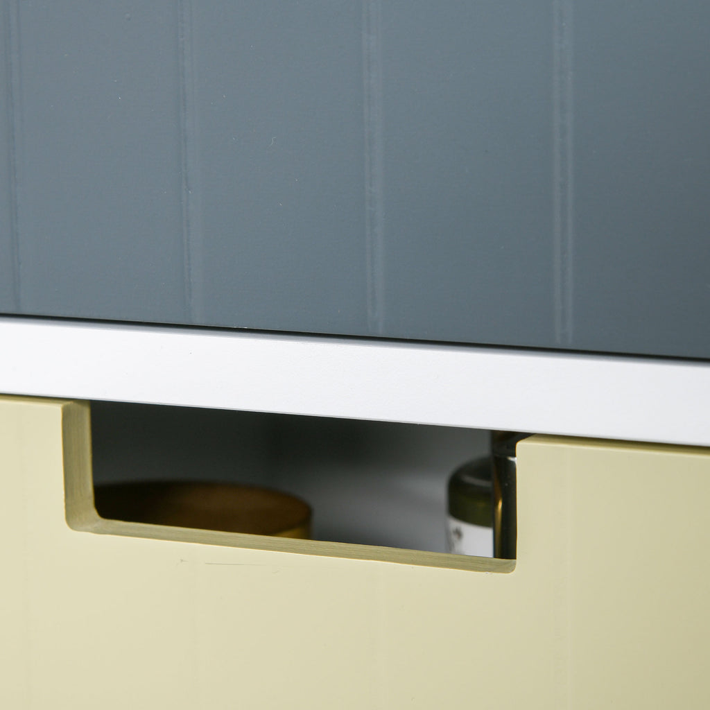 Cómoda de Madeira com 5 Gavetas Cómoda Auxiliar de Armazenamento com Pés Elevados Estilo Moderno para Dormitório Sala de Estar Casa de Banho 35x28x90,5cm Multicor — foto 8
